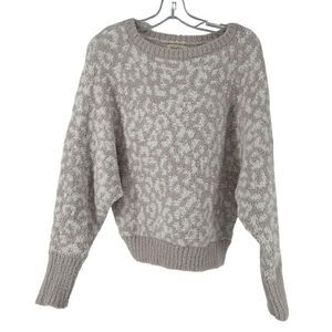 Jessica Simpson Sweater Cozy Soft Fuzzy Knit Pink Animal Print Dolman Sleeve M